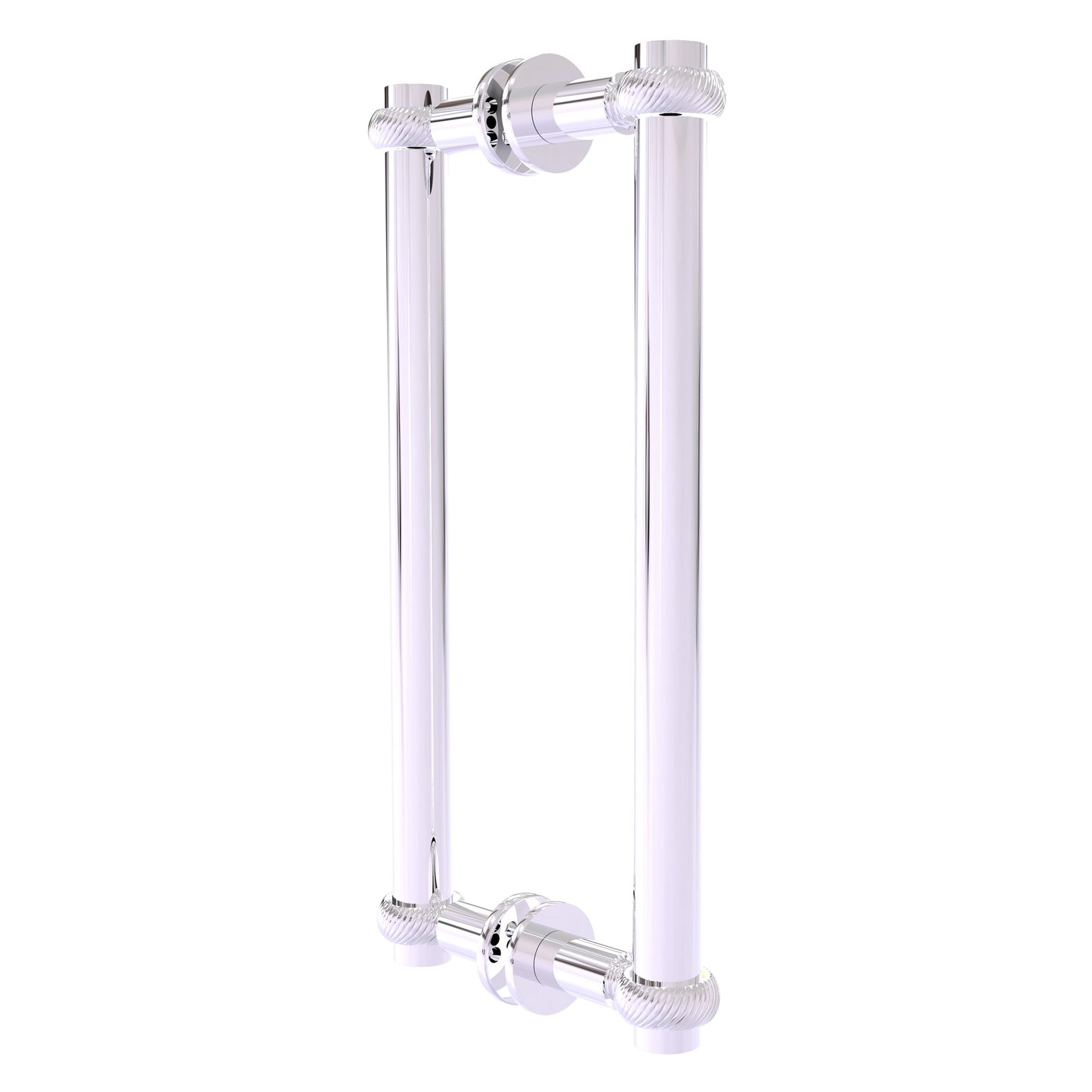 Allied Brass 404T-12BB 13.4" x 7.2" Polished Chrome Solid Brass Back-to-Back Shower Door Pull with Twisted Accent