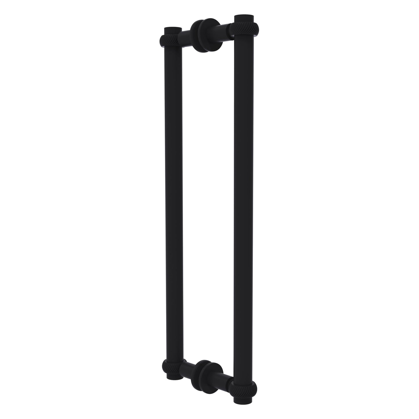 Allied Brass 404T-18BB 19.4" x 7.2" Matte Black Solid Brass Back-to-Back Shower Door Pull with Twisted Accent