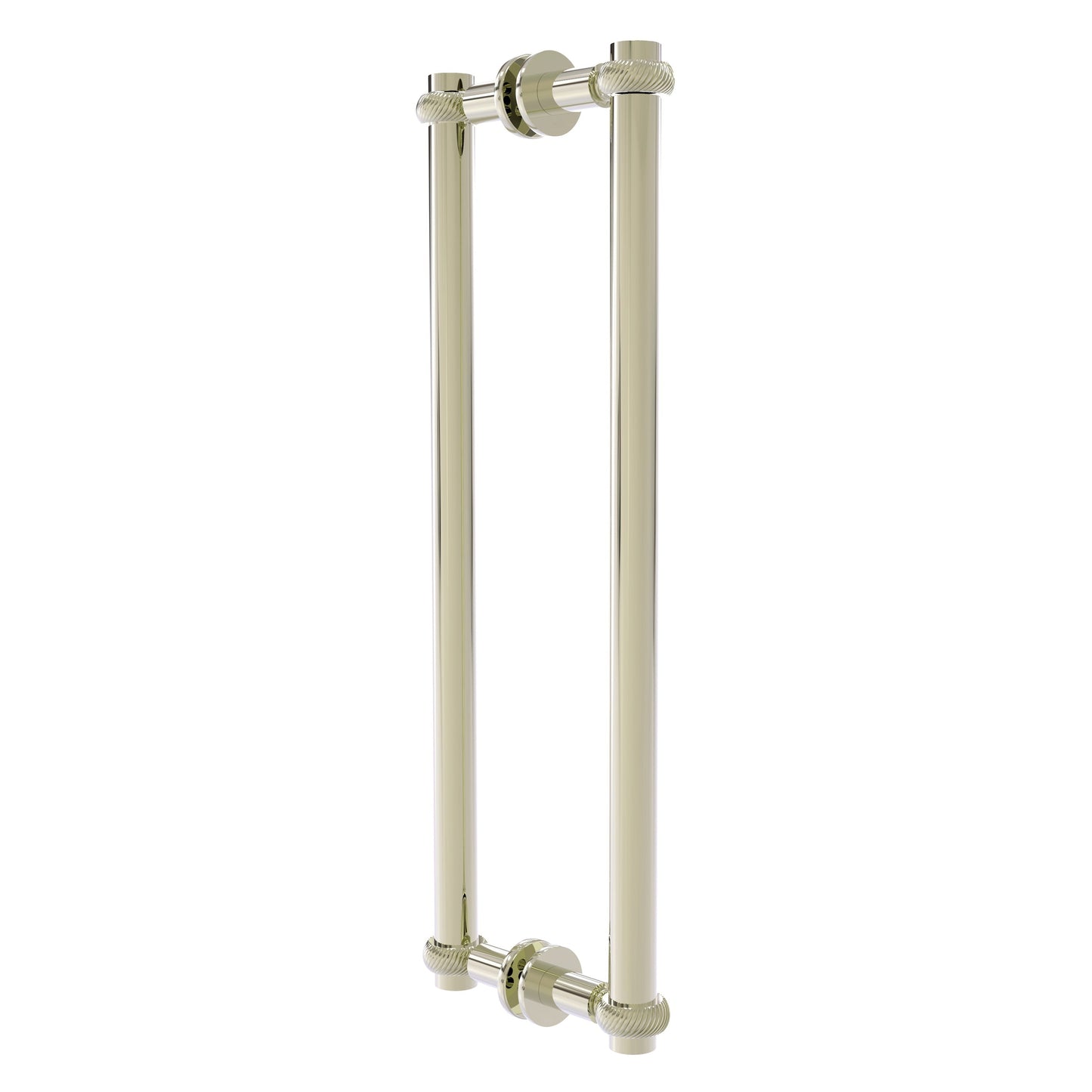 Allied Brass 404T-18BB 19.4" x 7.2" Polished Nickel Solid Brass Back-to-Back Shower Door Pull with Twisted Accent