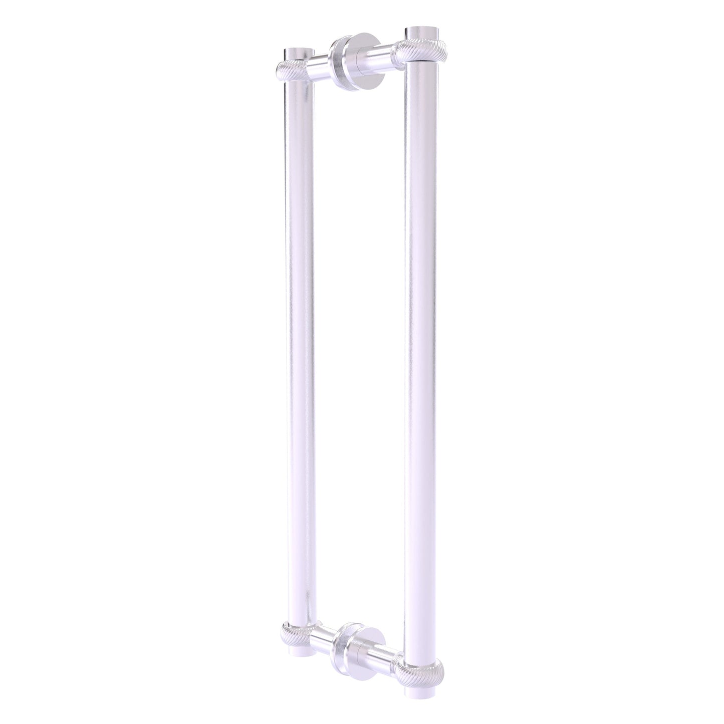 Allied Brass 404T-18BB 19.4" x 7.2" Satin Chrome Solid Brass Back-to-Back Shower Door Pull with Twisted Accent
