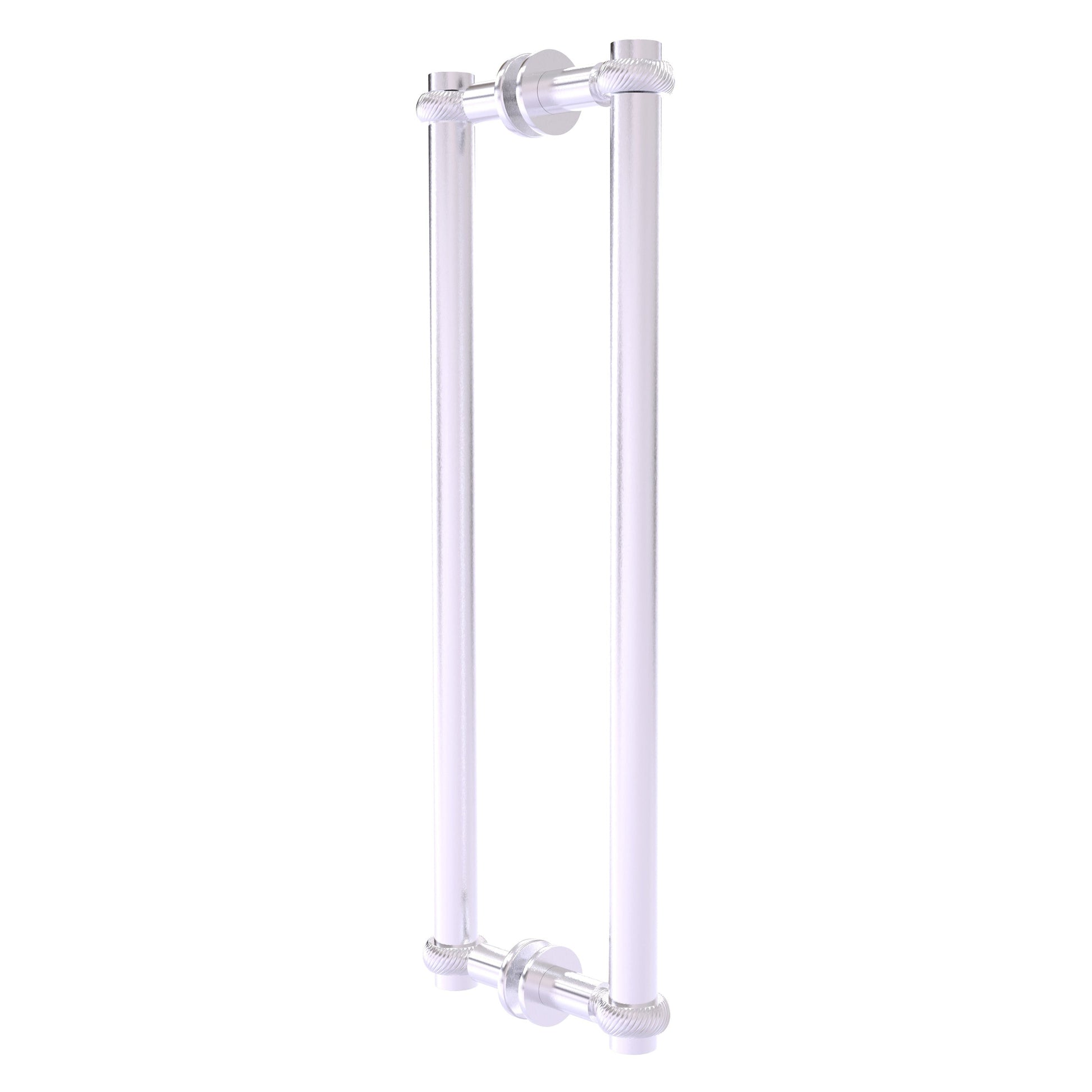 Allied Brass 404T-18BB 19.4" x 7.2" Satin Chrome Solid Brass Back-to-Back Shower Door Pull with Twisted Accent