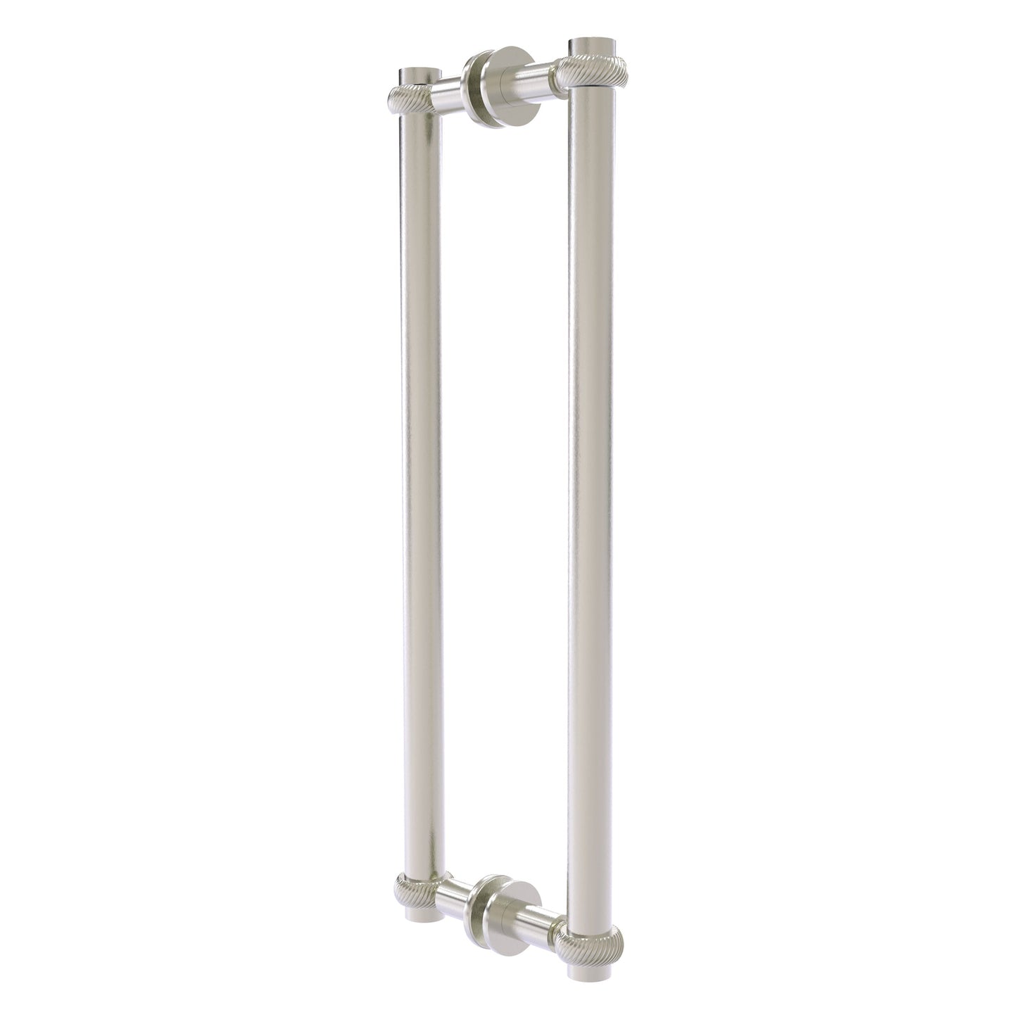 Allied Brass 404T-18BB 19.4" x 7.2" Satin Nickel Solid Brass Back-to-Back Shower Door Pull with Twisted Accent