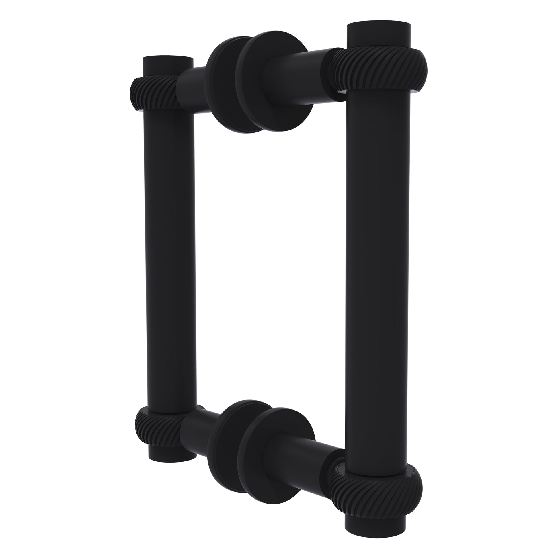 Allied Brass 404T-6BB 7.4" x 7.2" Matte Black Solid Brass Back-to-Back Shower Door Pull with Twisted Accent