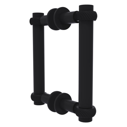Allied Brass 404T-6BB 7.4" x 7.2" Matte Black Solid Brass Back-to-Back Shower Door Pull with Twisted Accent