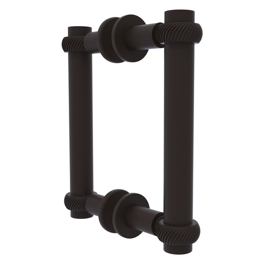Allied Brass 404T-6BB 7.4" x 7.2" Oil Rubbed Bronze Solid Brass Back-to-Back Shower Door Pull with Twisted Accent