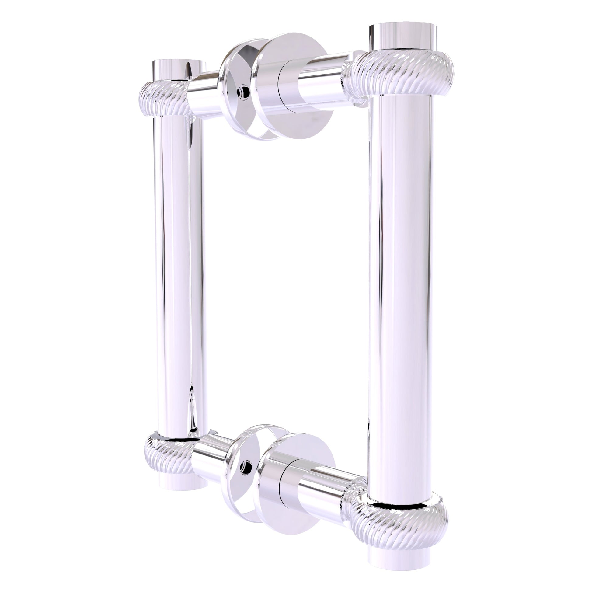 Allied Brass 404T-6BB 7.4" x 7.2" Polished Chrome Solid Brass Back-to-Back Shower Door Pull with Twisted Accent