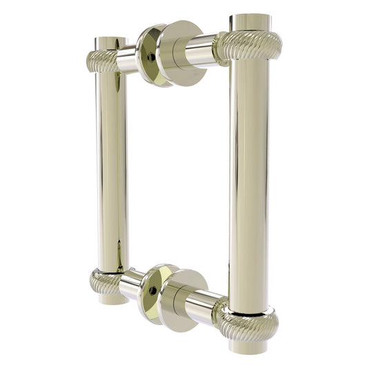 Allied Brass 404T-6BB 7.4" x 7.2" Polished Nickel Solid Brass Back-to-Back Shower Door Pull with Twisted Accent