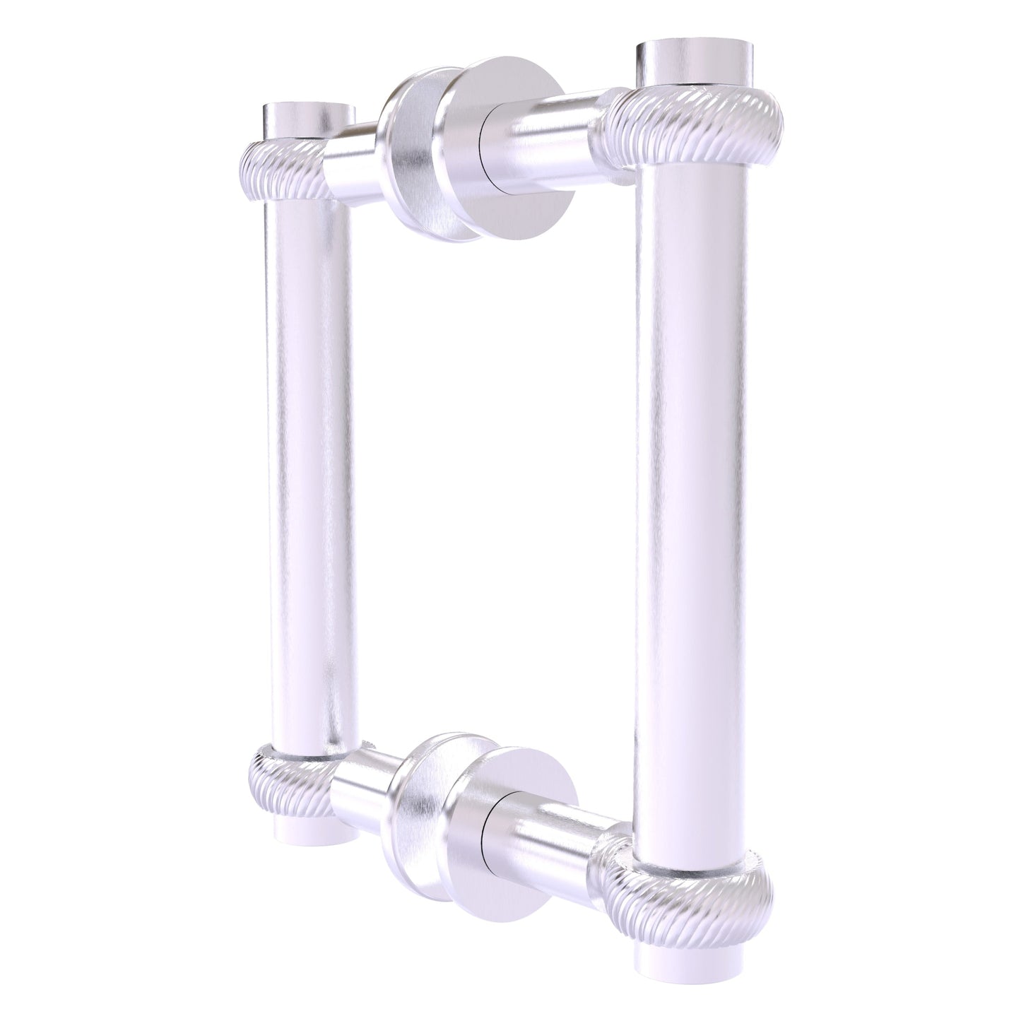 Allied Brass 404T-6BB 7.4" x 7.2" Satin Chrome Solid Brass Back-to-Back Shower Door Pull with Twisted Accent