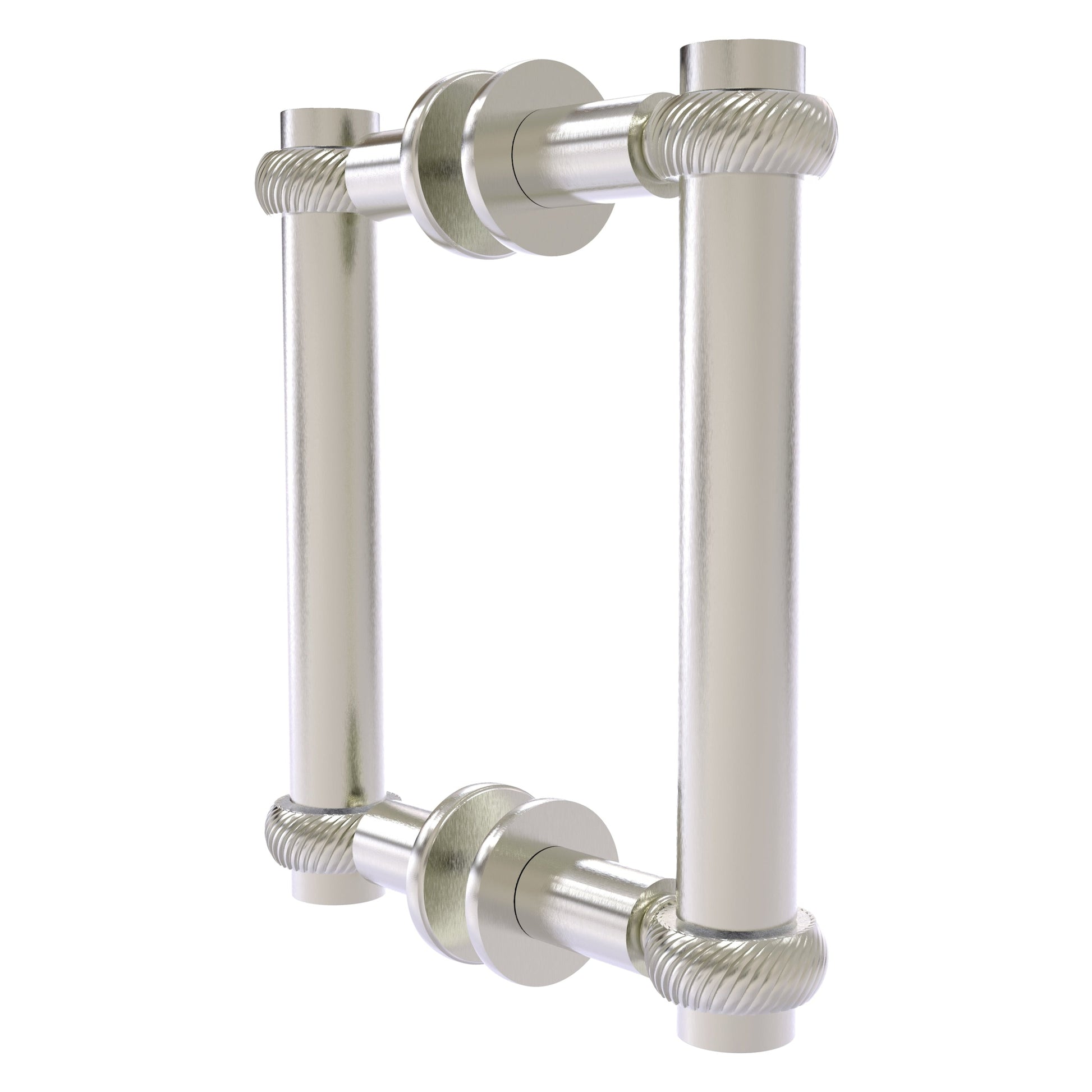 Allied Brass 404T-6BB 7.4" x 7.2" Satin Nickel Solid Brass Back-to-Back Shower Door Pull with Twisted Accent