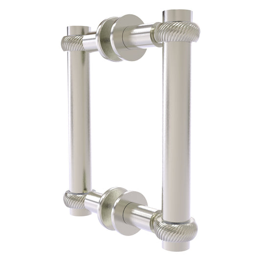 Allied Brass 404T-6BB 7.4" x 7.2" Satin Nickel Solid Brass Back-to-Back Shower Door Pull with Twisted Accent