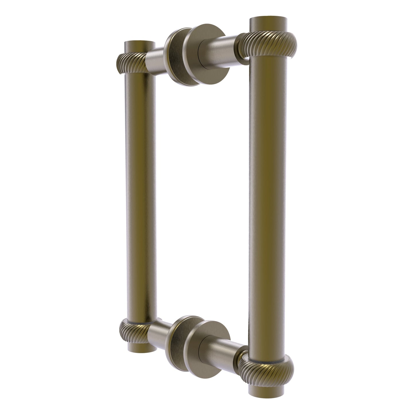 Allied Brass 404T-8BB 9.4" x 7.2" Antique Brass Solid Brass Back-to-Back Shower Door Pull with Twisted Accent