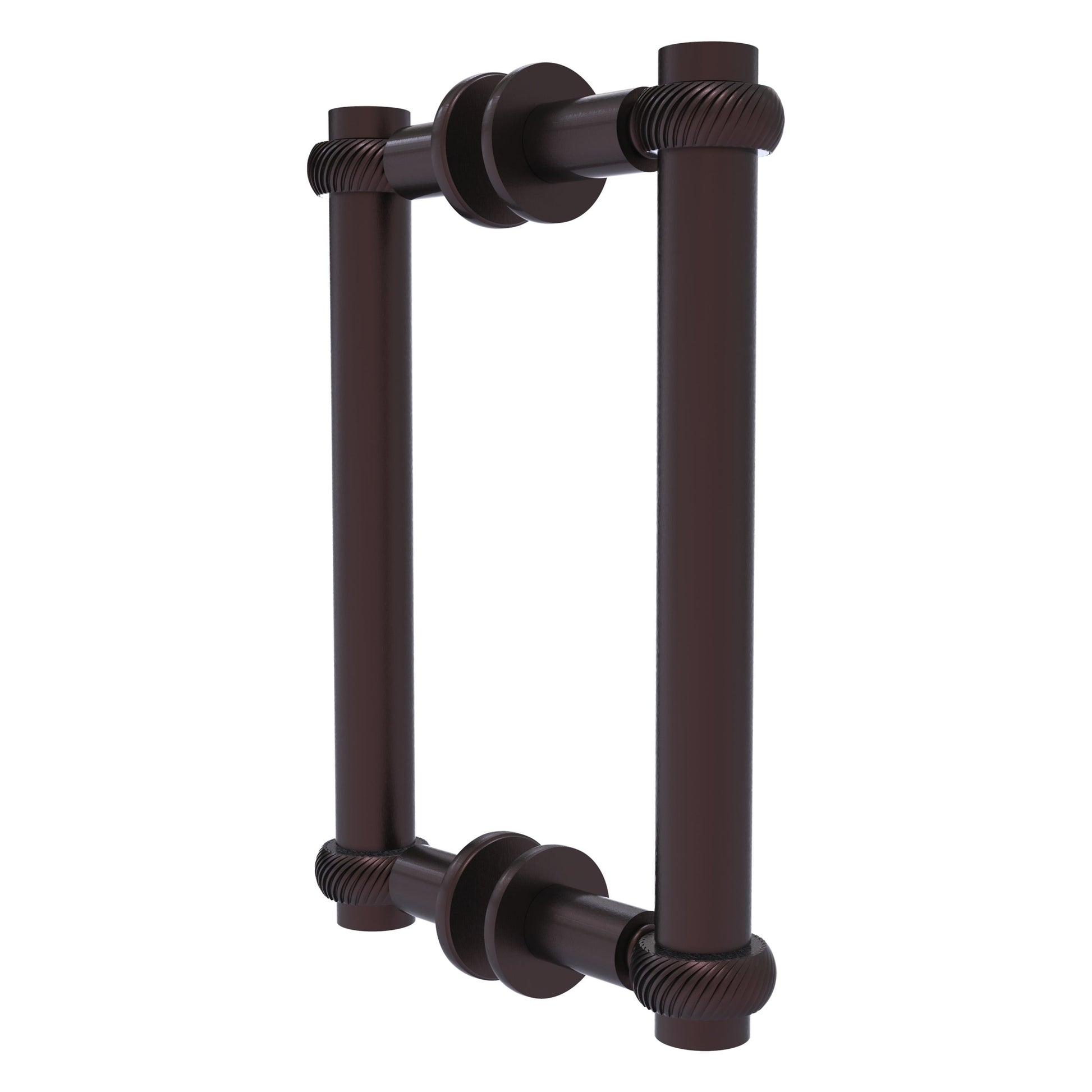 Allied Brass 404T-8BB 9.4" x 7.2" Antique Bronze Solid Brass Back-to-Back Shower Door Pull with Twisted Accent