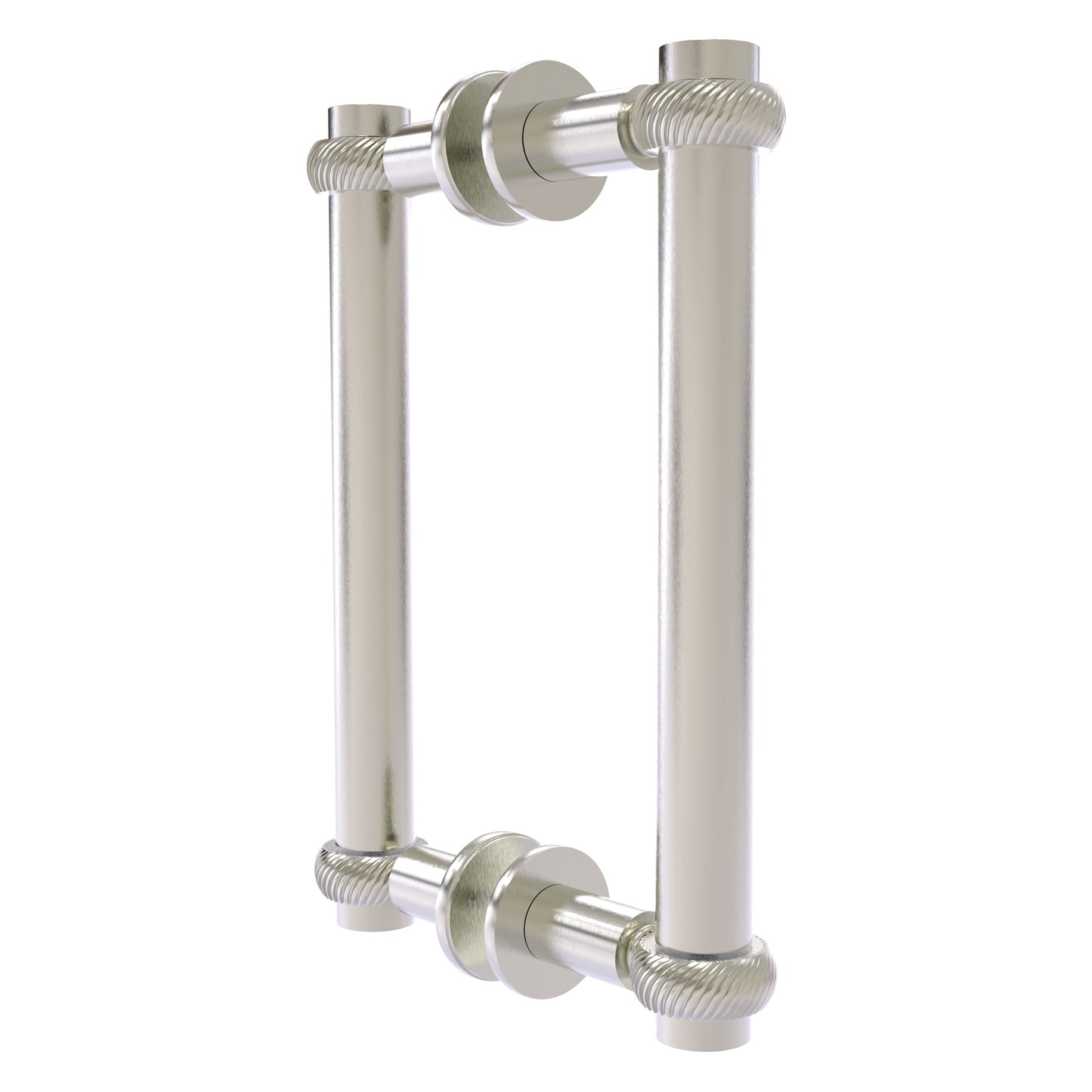 Allied Brass 404T-8BB 9.4" x 7.2" Satin Nickel Solid Brass Back-to-Back Shower Door Pull with Twisted Accent