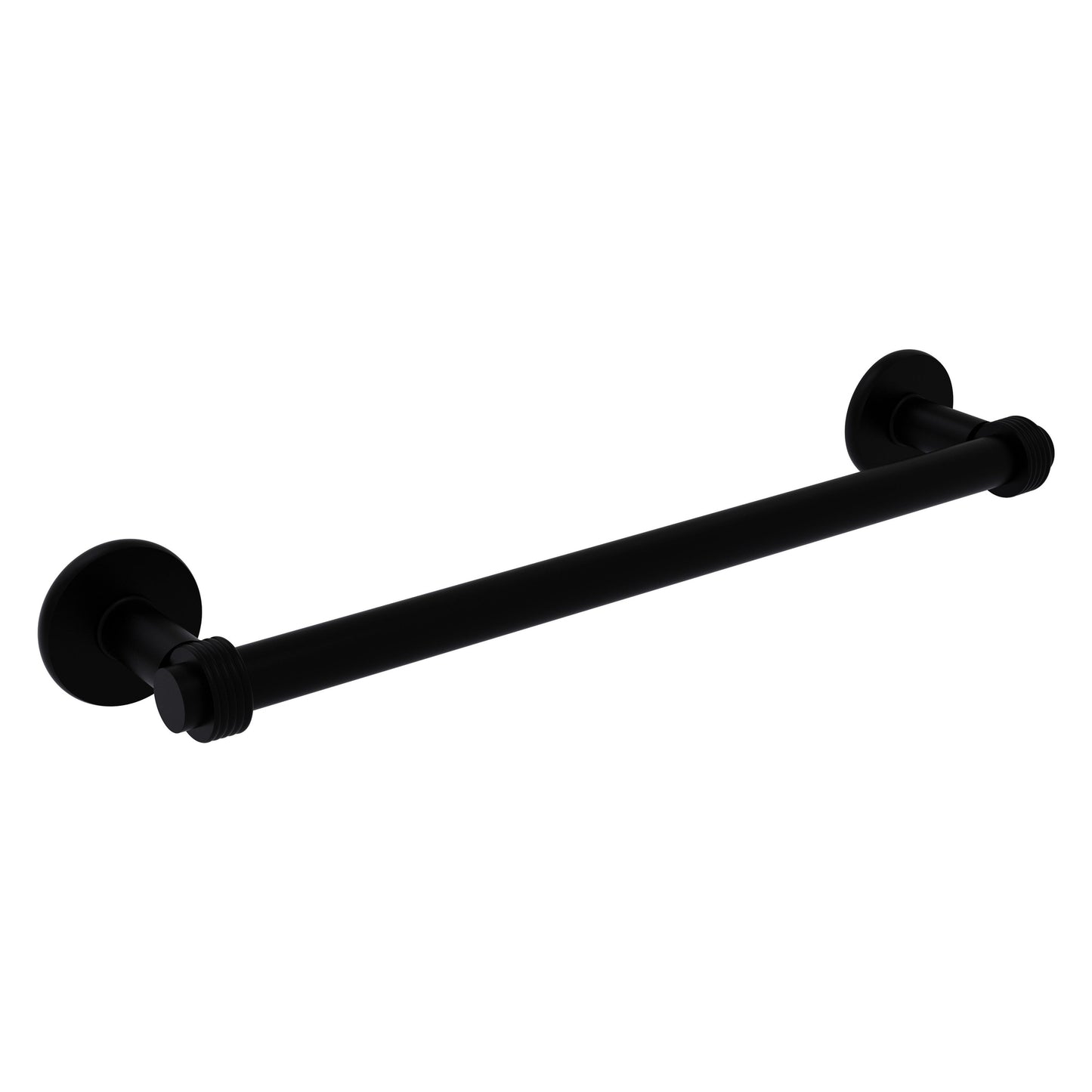 Allied Brass Continental 18" x 20.5" Matte Black Solid Brass Towel Bar With Grooved Detail