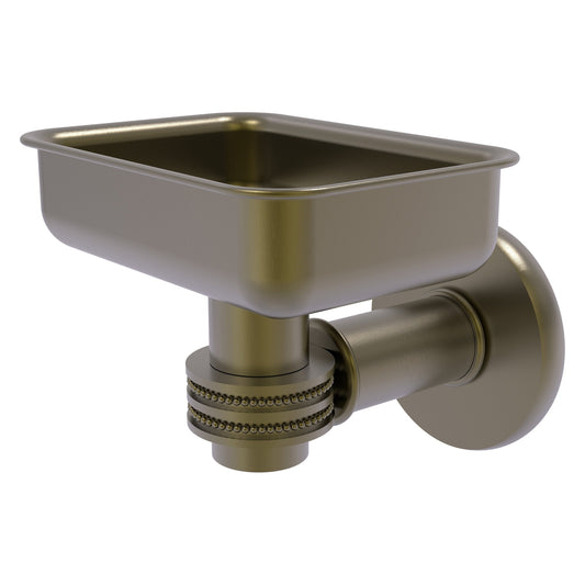Allied Brass Continental 4.5" x 3.5" Antique Brass Solid Brass Wall-Mounted Soap Dish Holder with Dotted Accents