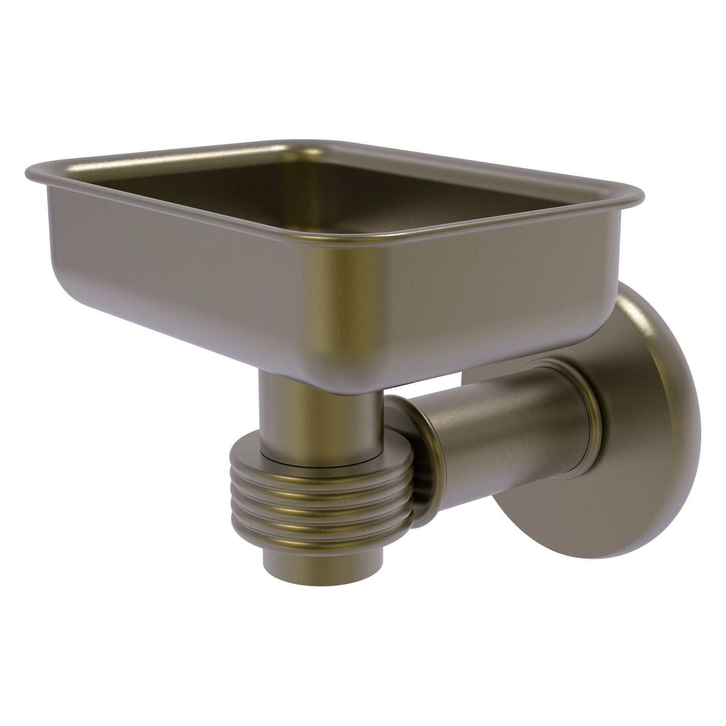 Allied Brass Continental 4.5" x 3.5" Antique Brass Solid Brass Wall-Mounted Soap Dish Holder with Grooved Accents