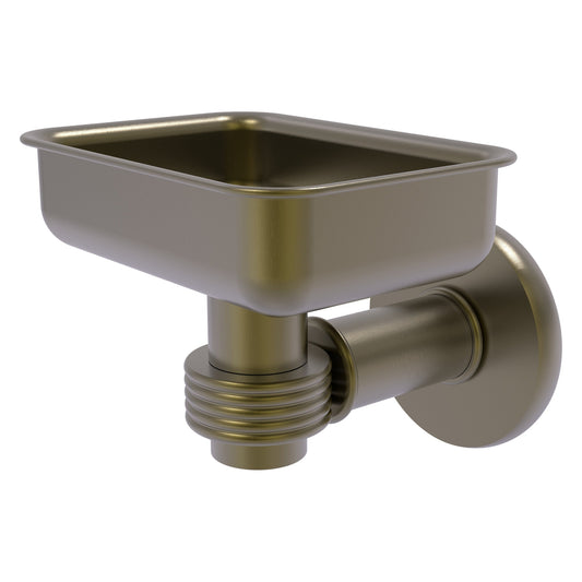 Allied Brass Continental 4.5" x 3.5" Antique Brass Solid Brass Wall-Mounted Soap Dish Holder with Grooved Accents