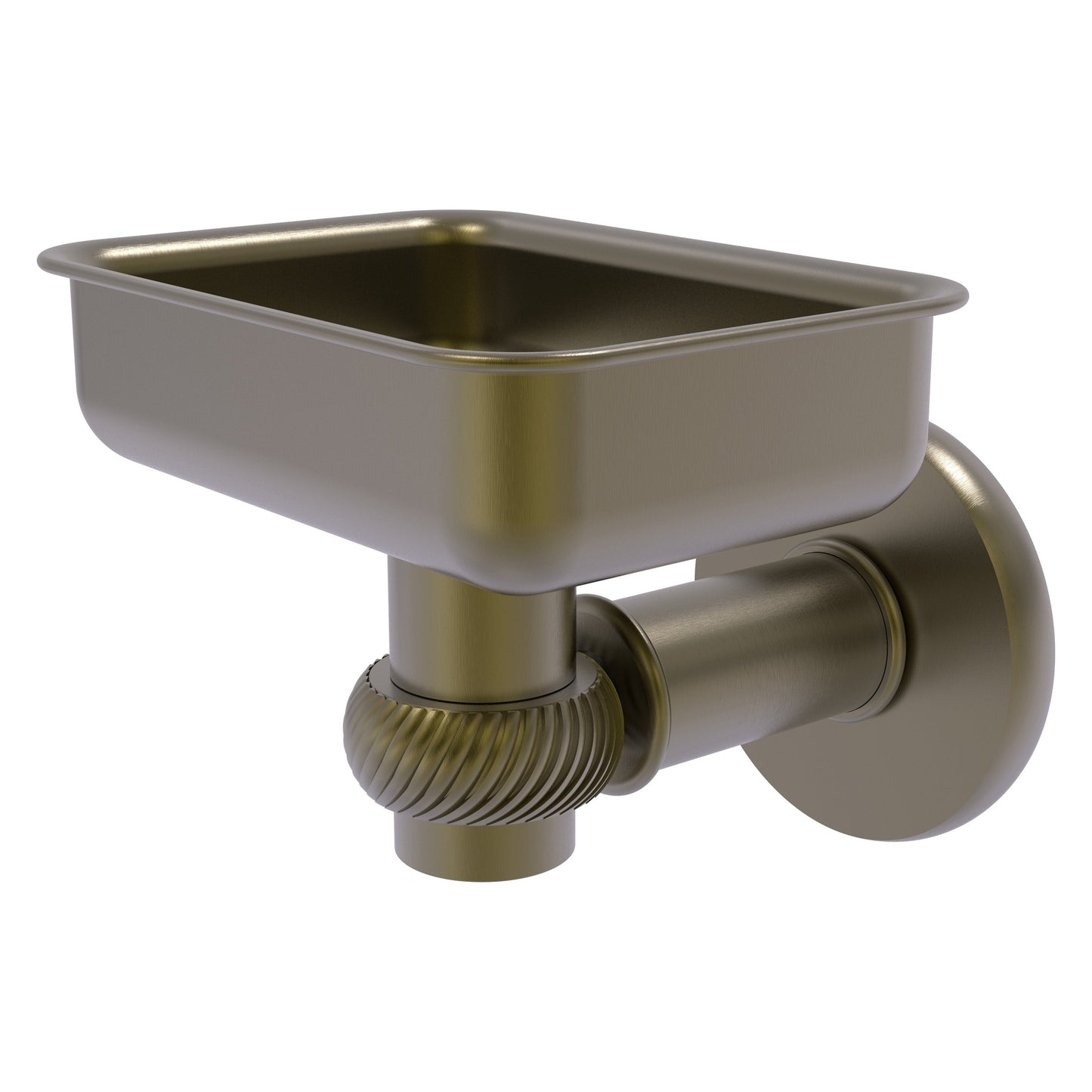 Allied Brass Continental 4.5" x 3.5" Antique Brass Solid Brass Wall-Mounted Soap Dish Holder with Twist Accents