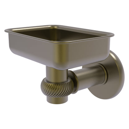 Allied Brass Continental 4.5" x 3.5" Antique Brass Solid Brass Wall-Mounted Soap Dish Holder with Twist Accents