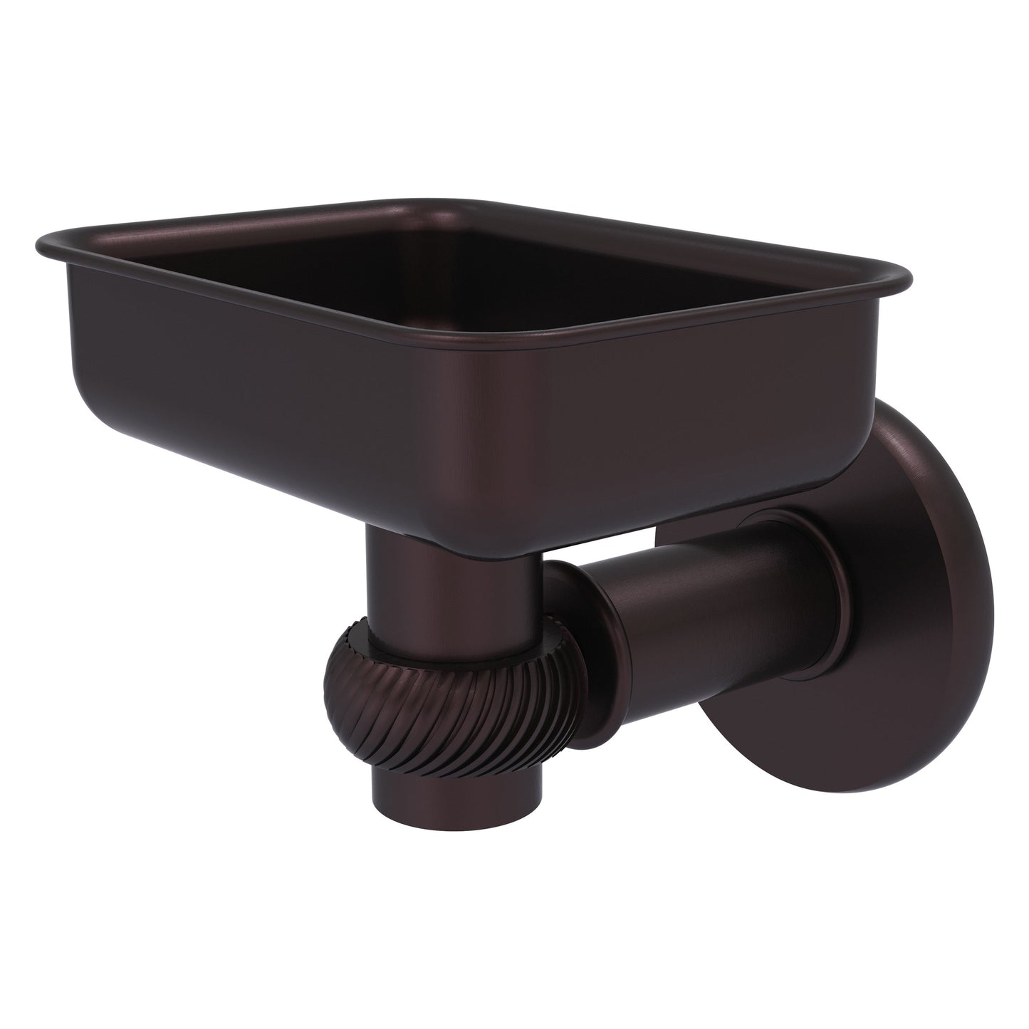 Allied Brass Continental 4.5" x 3.5" Antique Bronze Solid Brass Wall-Mounted Soap Dish Holder with Twist Accents