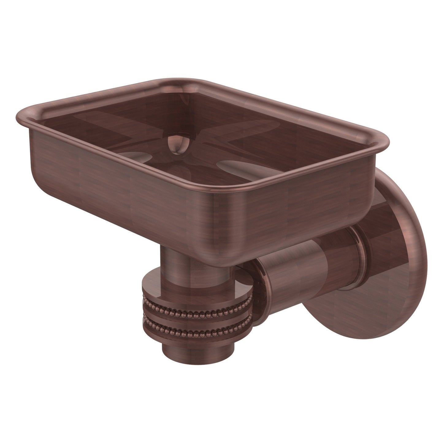 Allied Brass Continental 4.5" x 3.5" Antique Copper Solid Brass Wall-Mounted Soap Dish Holder with Dotted Accents