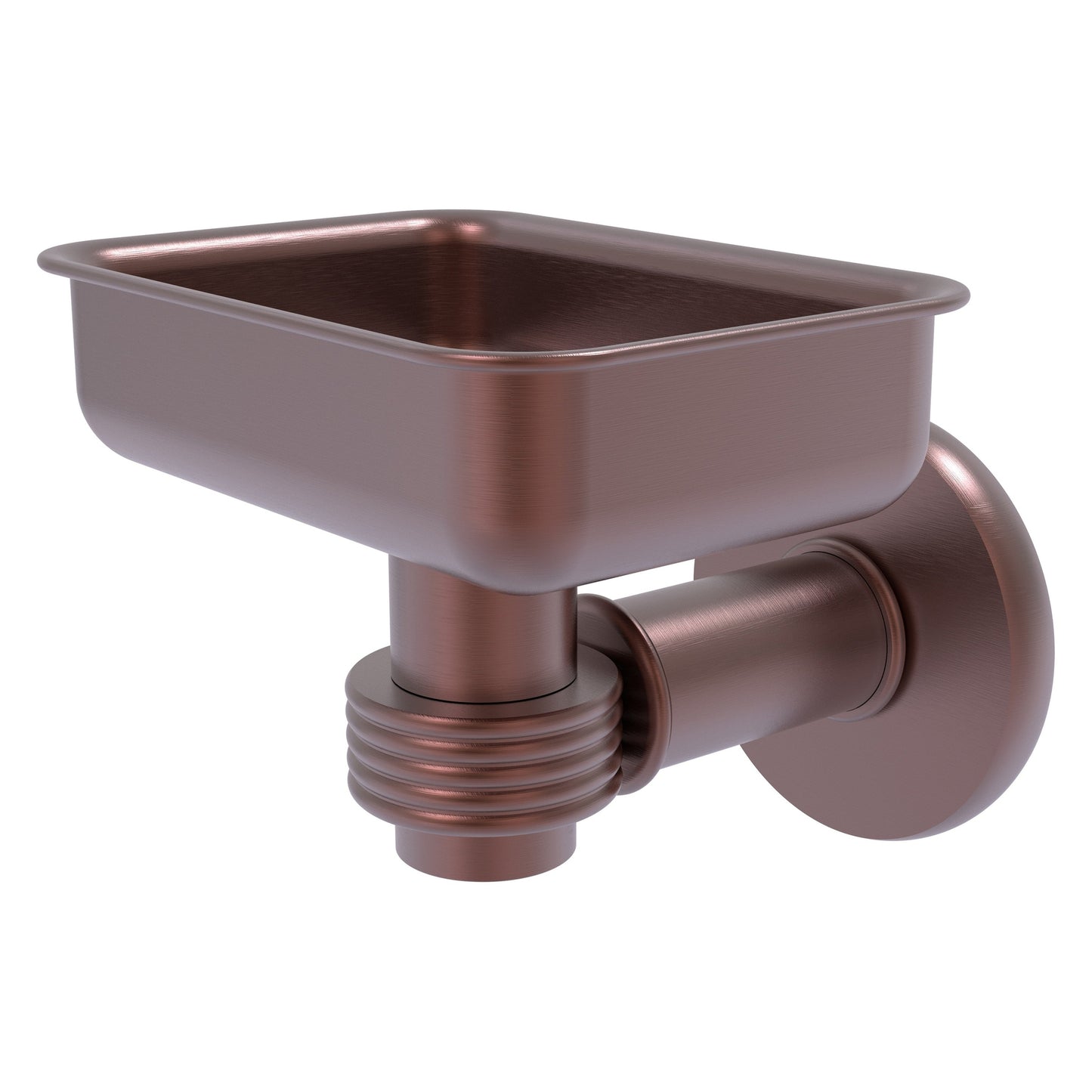 Allied Brass Continental 4.5" x 3.5" Antique Copper Solid Brass Wall-Mounted Soap Dish Holder with Grooved Accents
