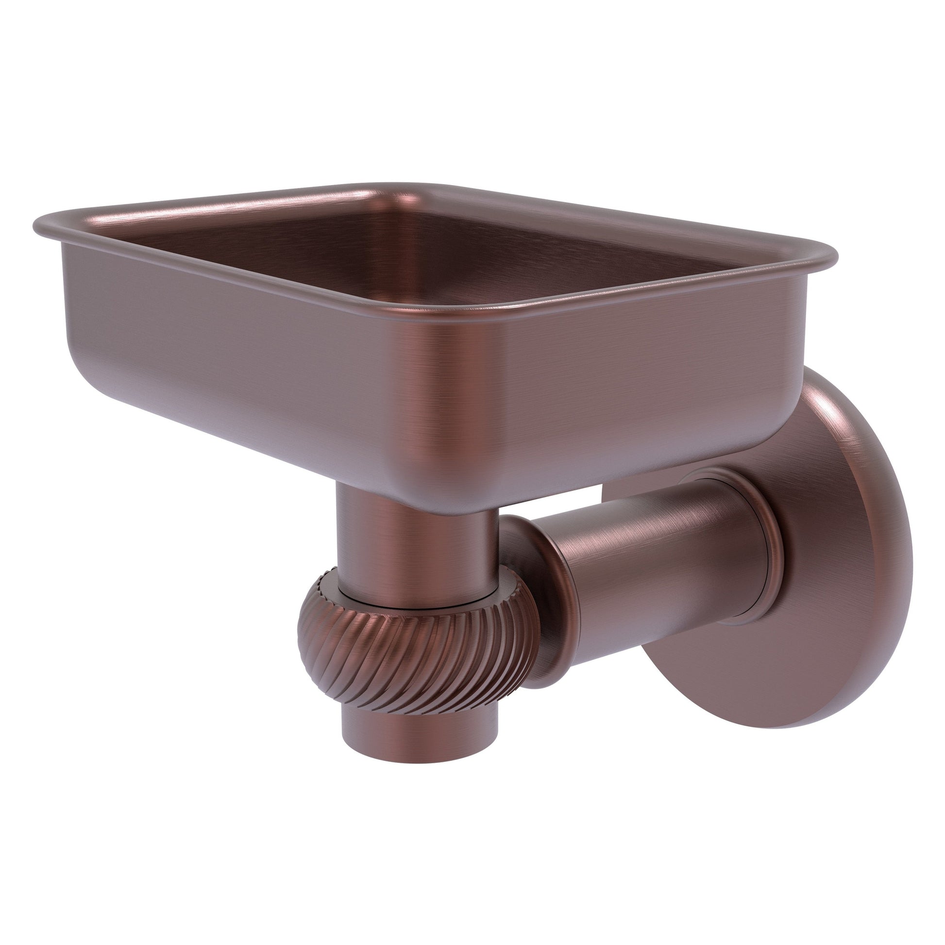 Allied Brass Continental 4.5" x 3.5" Antique Copper Solid Brass Wall-Mounted Soap Dish Holder with Twist Accents