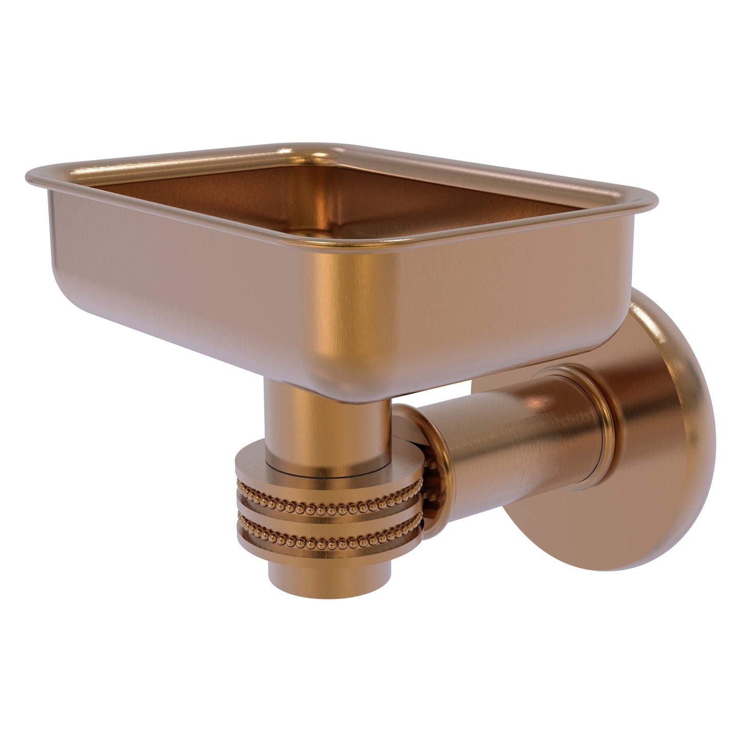 Allied Brass Continental 4.5" x 3.5" Brushed Bronze Solid Brass Wall-Mounted Soap Dish Holder with Dotted Accents