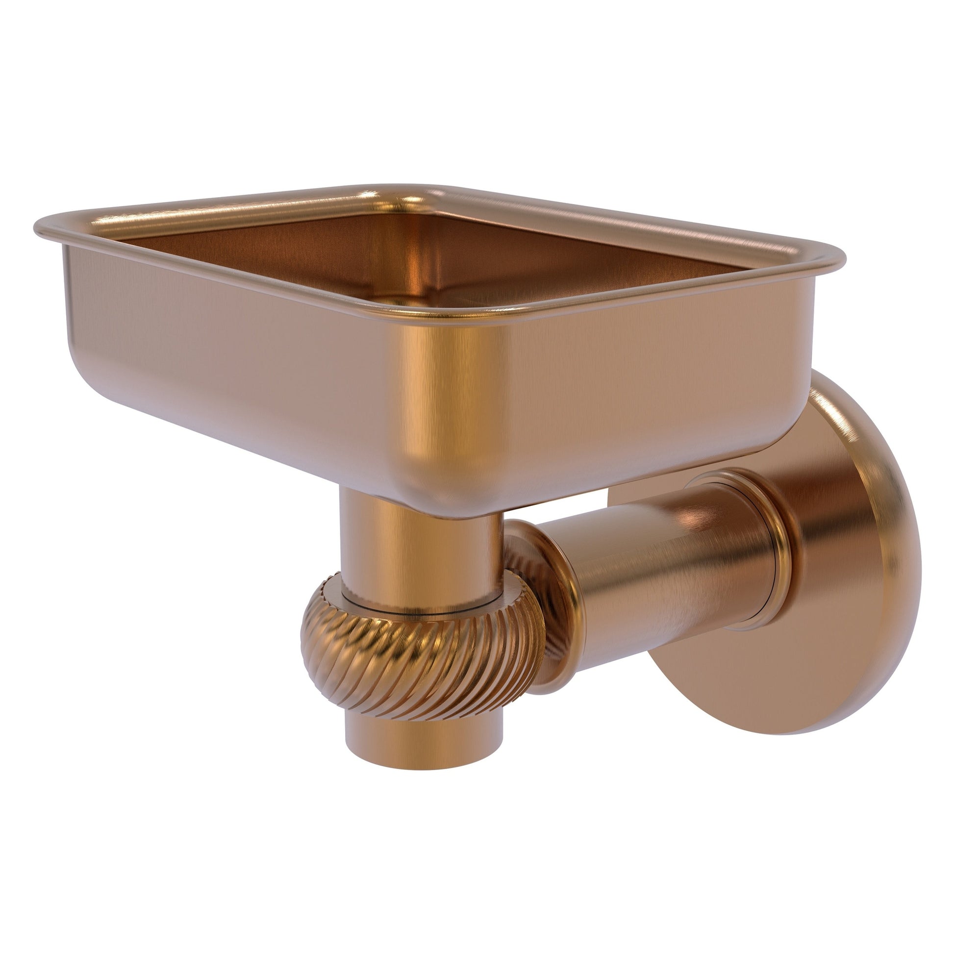 Allied Brass Continental 4.5" x 3.5" Brushed Bronze Solid Brass Wall-Mounted Soap Dish Holder with Twist Accents