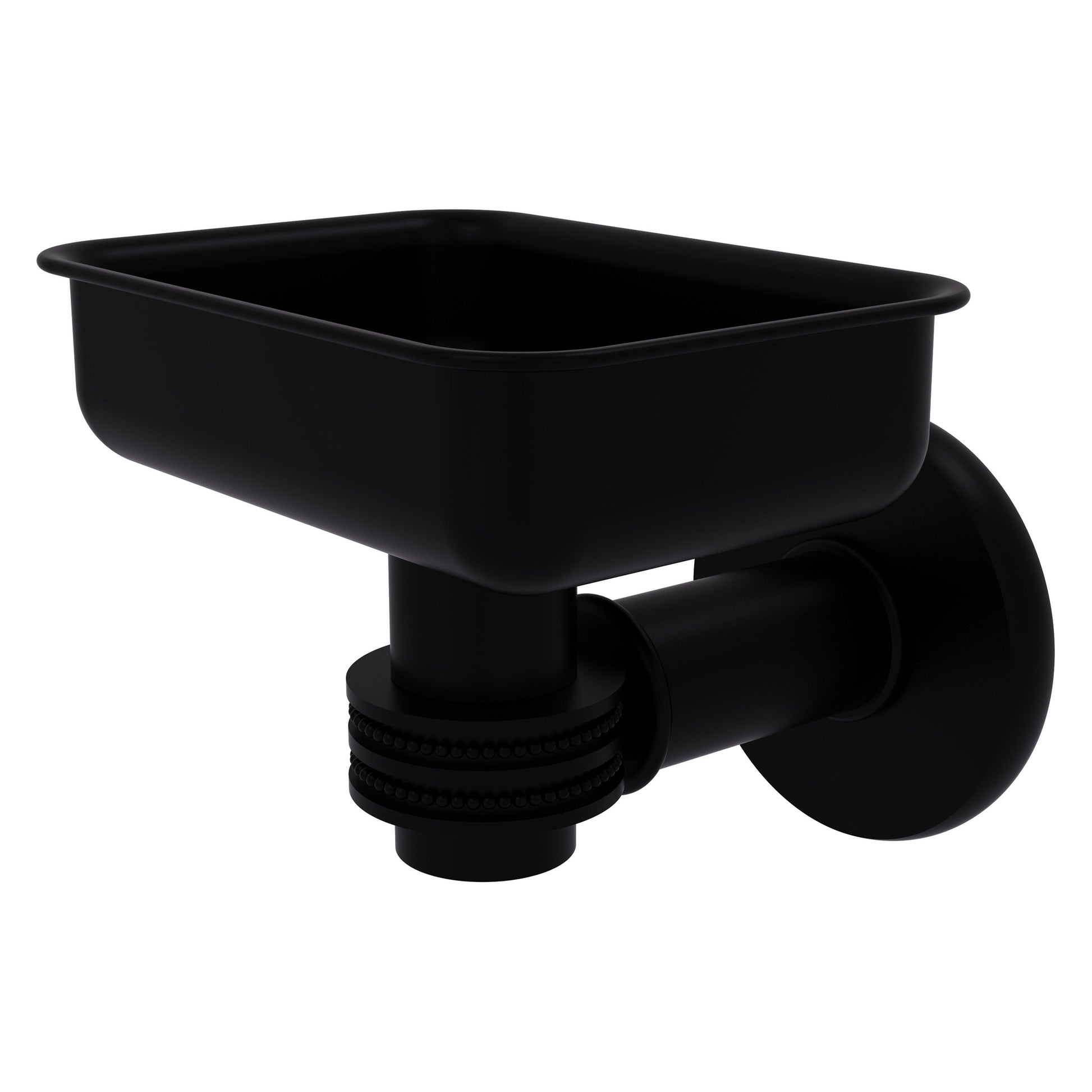 Allied Brass Continental 4.5" x 3.5" Matte Black Solid Brass Wall-Mounted Soap Dish Holder with Dotted Accents