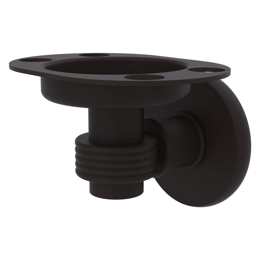 Allied Brass Continental 4.5" x 3.5" Oil Rubbed Bronze Solid Brass Tumbler and Toothbrush Holder with Grooved Accents