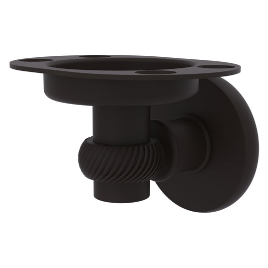 Allied Brass Continental 4.5" x 3.5" Oil Rubbed Bronze Solid Brass Tumbler and Toothbrush Holder with Twist Accents
