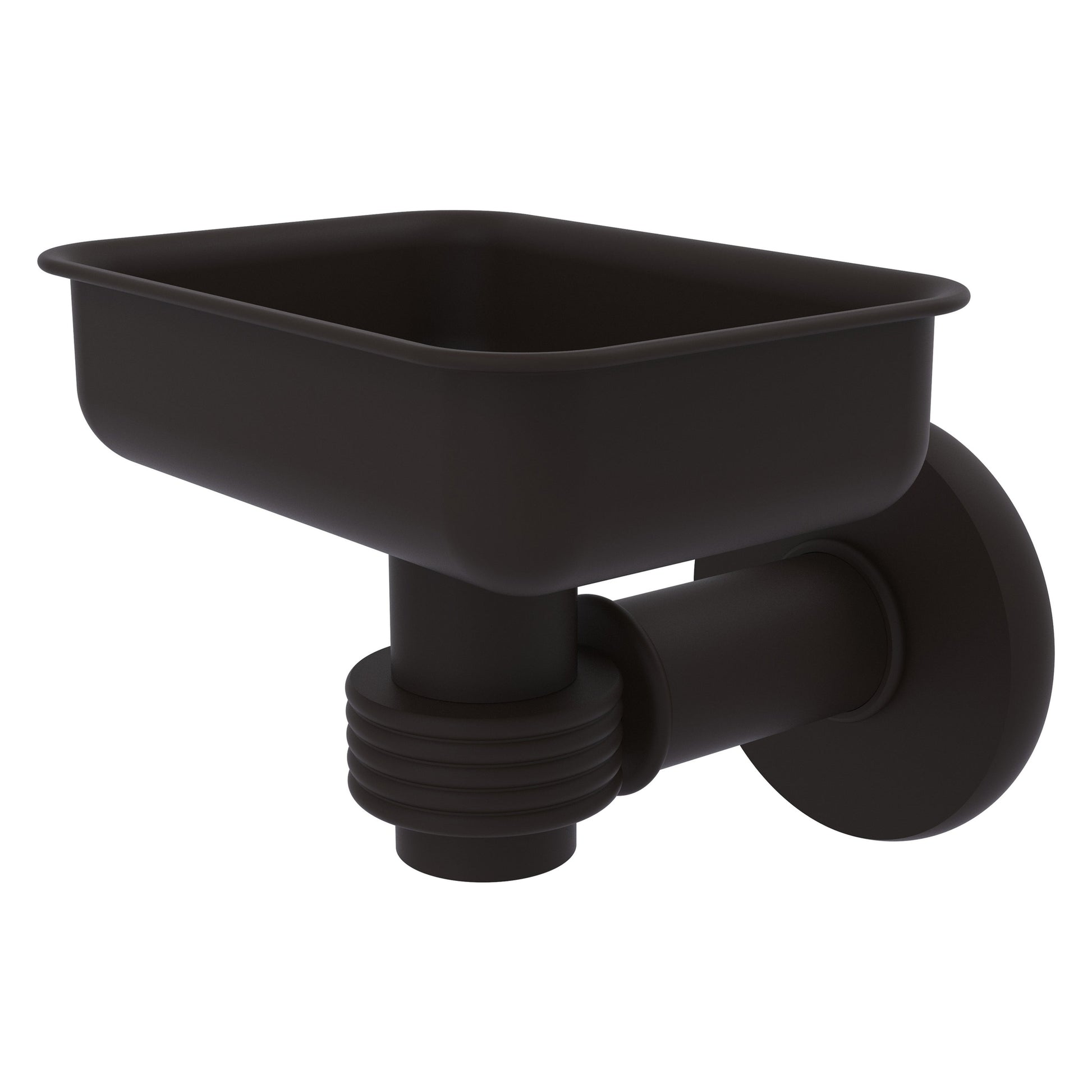 Allied Brass Continental 4.5" x 3.5" Oil Rubbed Bronze Solid Brass Wall-Mounted Soap Dish Holder with Grooved Accents