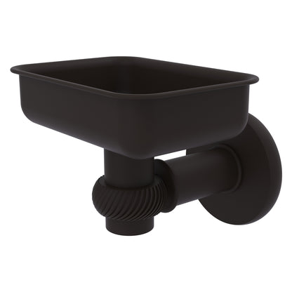 Allied Brass Continental 4.5" x 3.5" Oil Rubbed Bronze Solid Brass Wall-Mounted Soap Dish Holder with Twist Accents