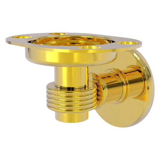 Allied Brass Continental 4.5" x 3.5" Polished Brass Solid Brass Tumbler and Toothbrush Holder with Grooved Accents