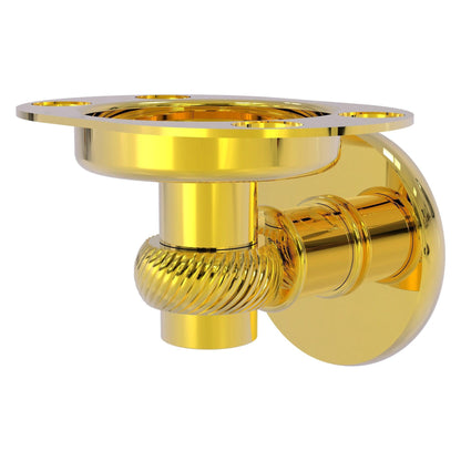 Allied Brass Continental 4.5" x 3.5" Polished Brass Solid Brass Tumbler and Toothbrush Holder with Twist Accents