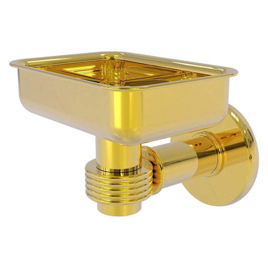 Allied Brass Continental 4.5" x 3.5" Polished Brass Solid Brass Wall-Mounted Soap Dish Holder with Grooved Accents