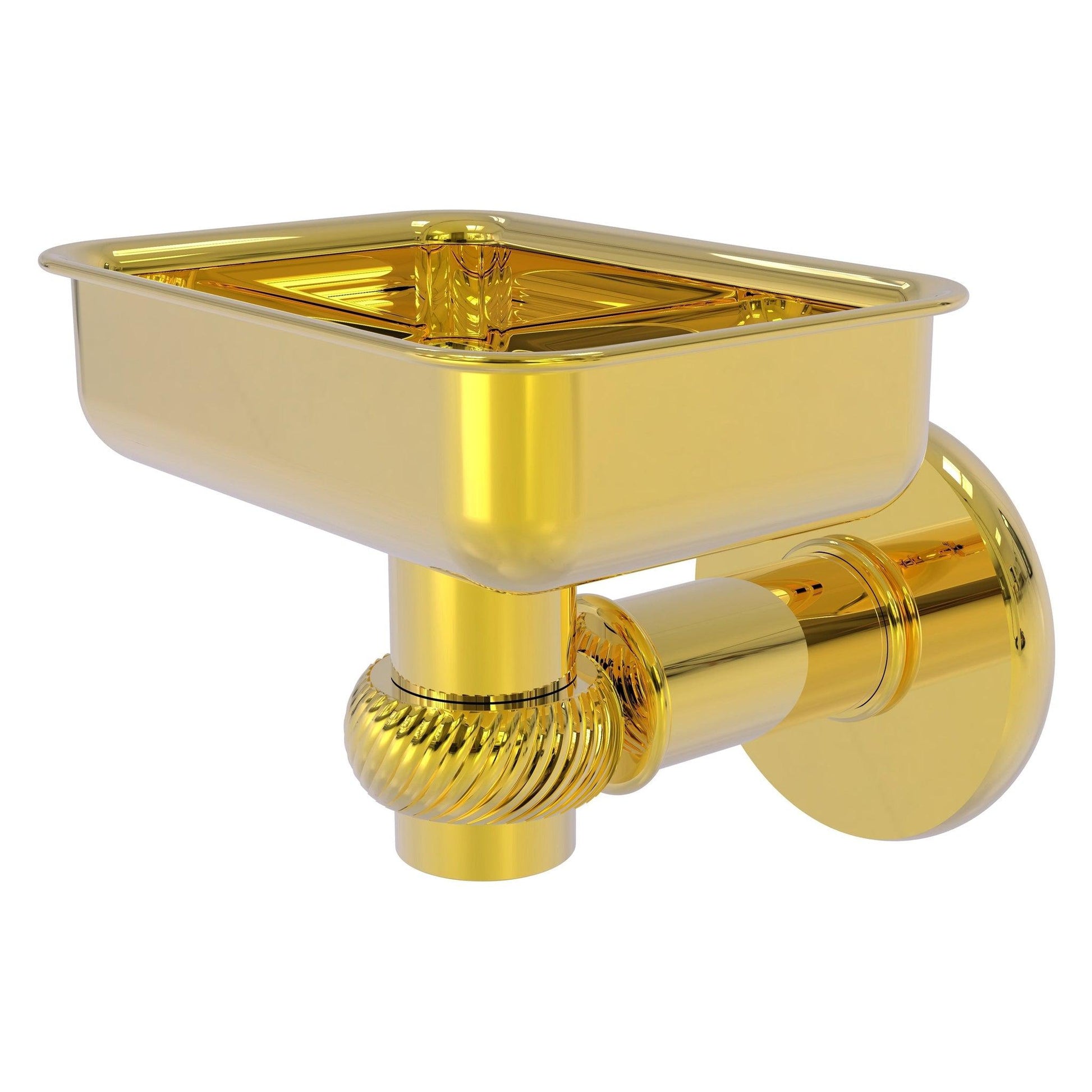 Allied Brass Continental 4.5" x 3.5" Polished Brass Solid Brass Wall-Mounted Soap Dish Holder with Twist Accents