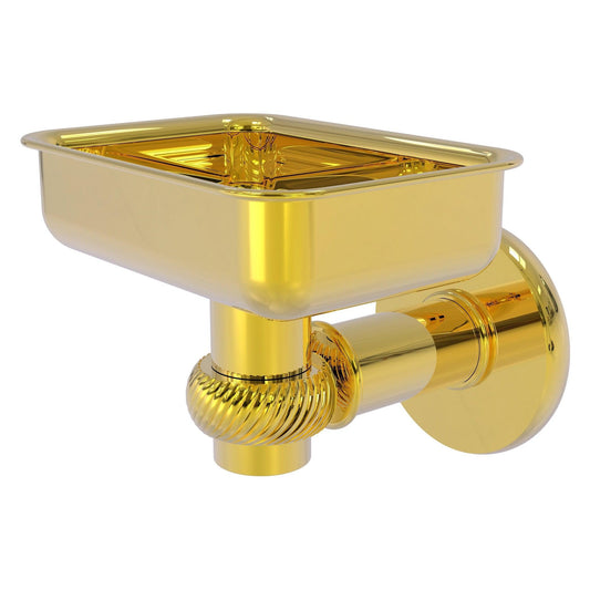 Allied Brass Continental 4.5" x 3.5" Polished Brass Solid Brass Wall-Mounted Soap Dish Holder with Twist Accents