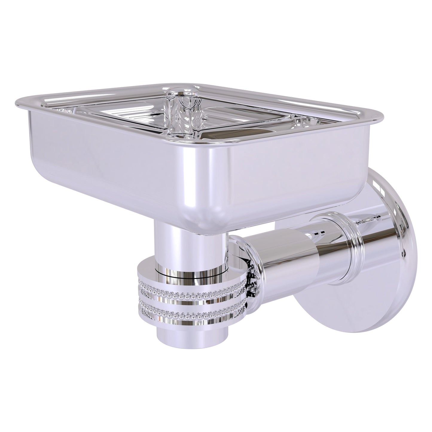 Allied Brass Continental 4.5" x 3.5" Polished Chrome Solid Brass Wall-Mounted Soap Dish Holder with Dotted Accents