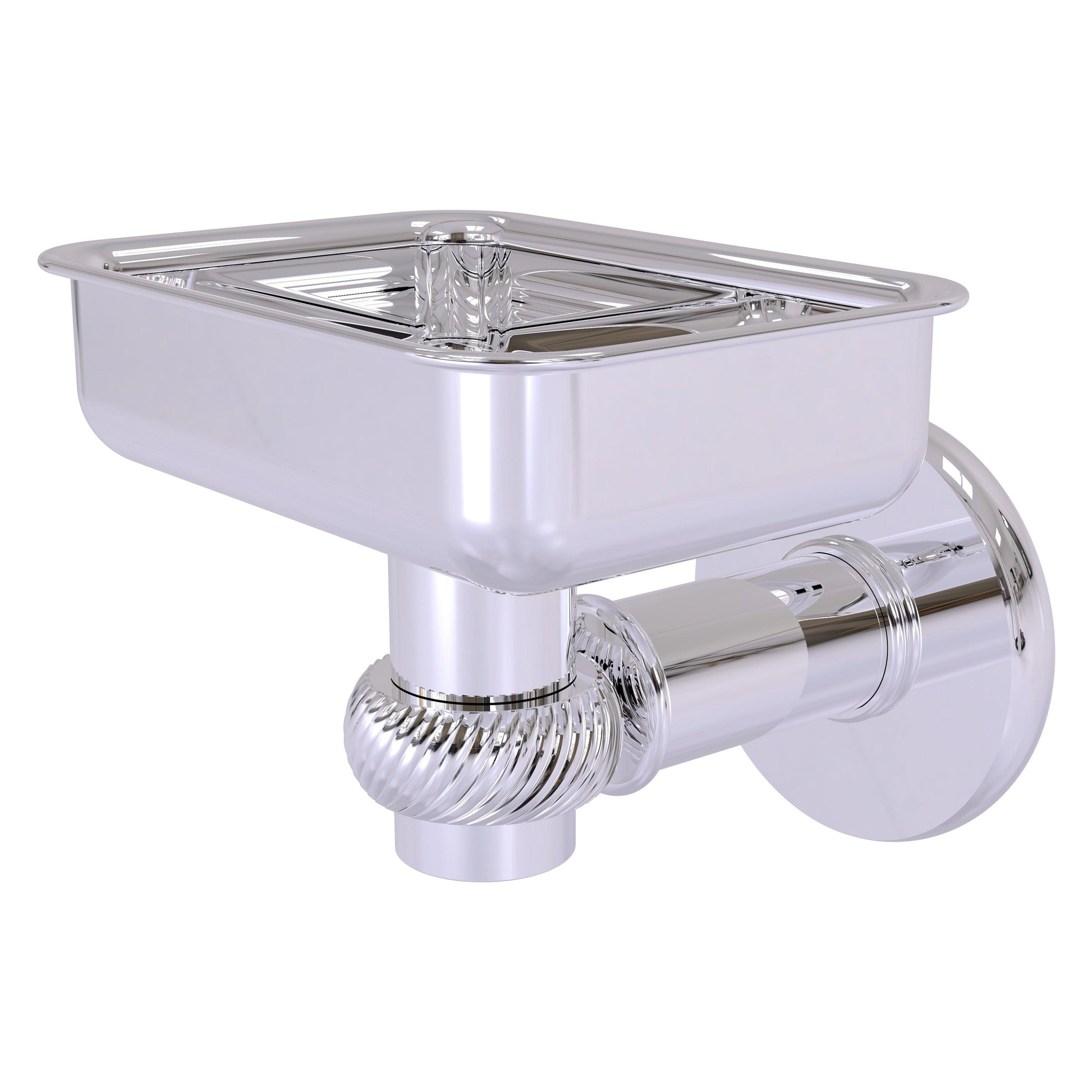 Allied Brass Continental 4.5" x 3.5" Polished Chrome Solid Brass Wall-Mounted Soap Dish Holder with Twist Accents