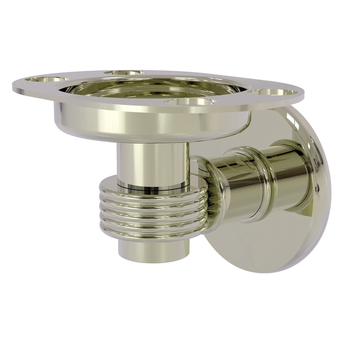 Allied Brass Continental 4.5" x 3.5" Polished Nickel Solid Brass Tumbler and Toothbrush Holder with Grooved Accents