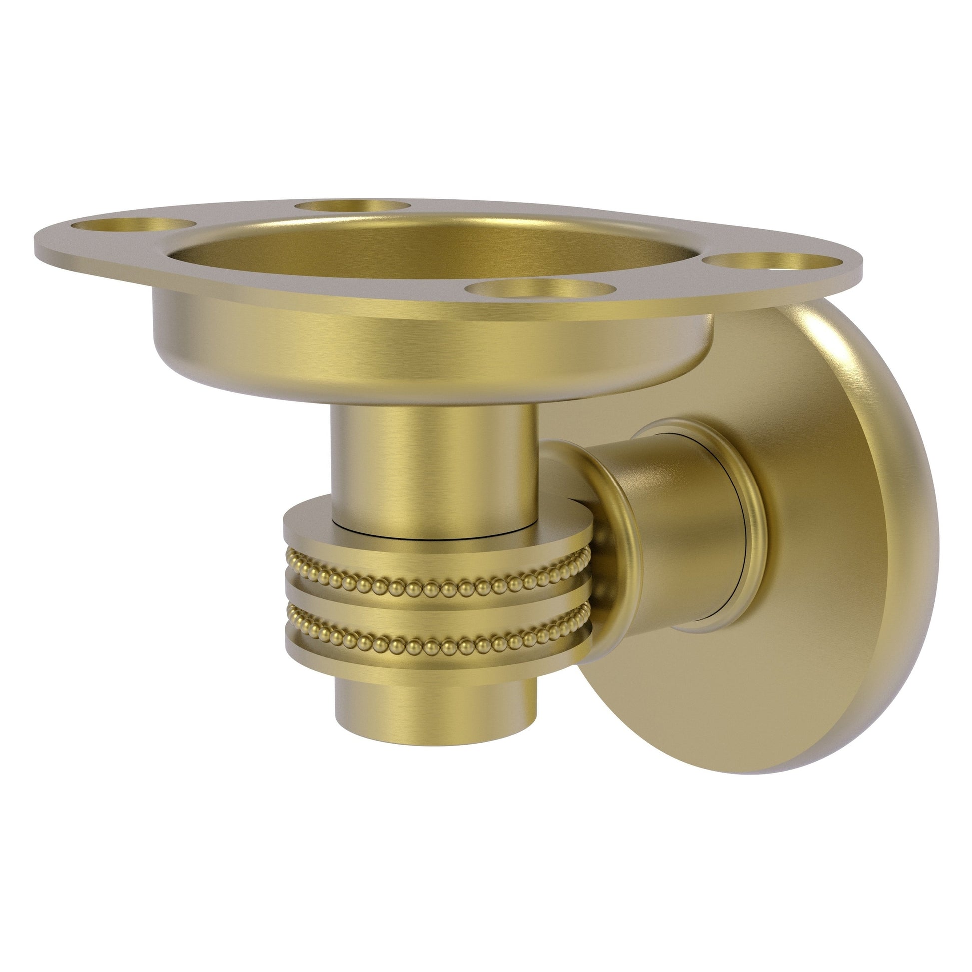 Allied Brass Continental 4.5" x 3.5" Satin Brass Solid Brass Tumbler and Toothbrush Holder with Dotted Accents
