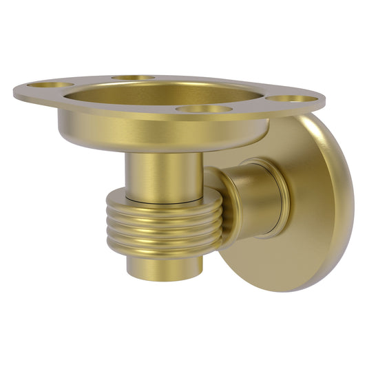 Allied Brass Continental 4.5" x 3.5" Satin Brass Solid Brass Tumbler and Toothbrush Holder with Grooved Accents
