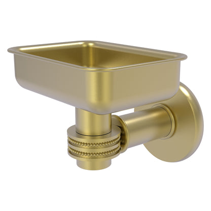 Allied Brass Continental 4.5" x 3.5" Satin Brass Solid Brass Wall-Mounted Soap Dish Holder with Dotted Accents