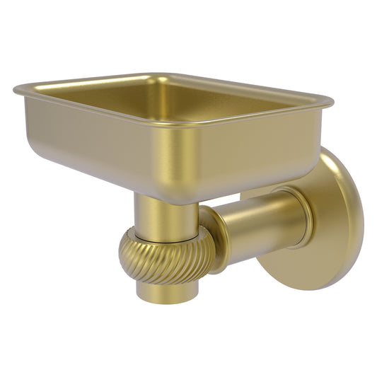 Allied Brass Continental 4.5" x 3.5" Satin Brass Solid Brass Wall-Mounted Soap Dish Holder with Twist Accents