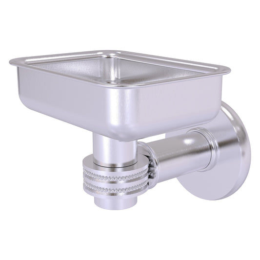 Allied Brass Continental 4.5" x 3.5" Satin Chrome Solid Brass Wall-Mounted Soap Dish Holder with Dotted Accents