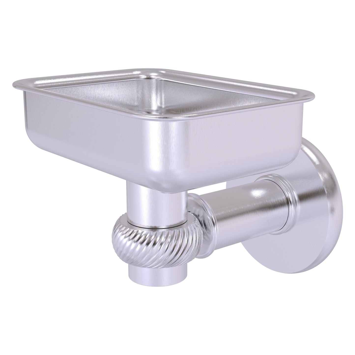 Allied Brass Continental 4.5" x 3.5" Satin Chrome Solid Brass Wall-Mounted Soap Dish Holder with Twist Accents