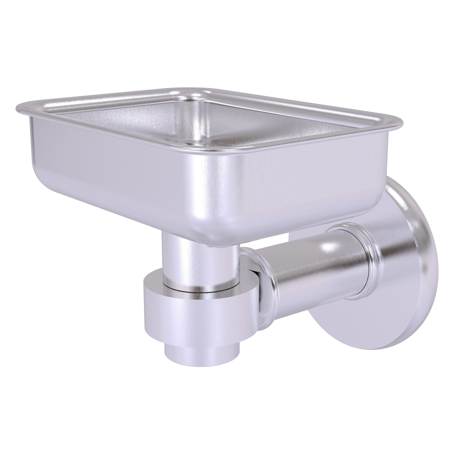Allied Brass Continental 4.5" x 3.5" Satin Chrome Solid Brass Wall-Mounted Soap Dish Holder