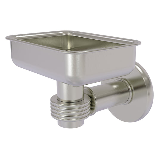 Allied Brass Continental 4.5" x 3.5" Satin Nickel Solid Brass Wall-Mounted Soap Dish Holder with Grooved Accents